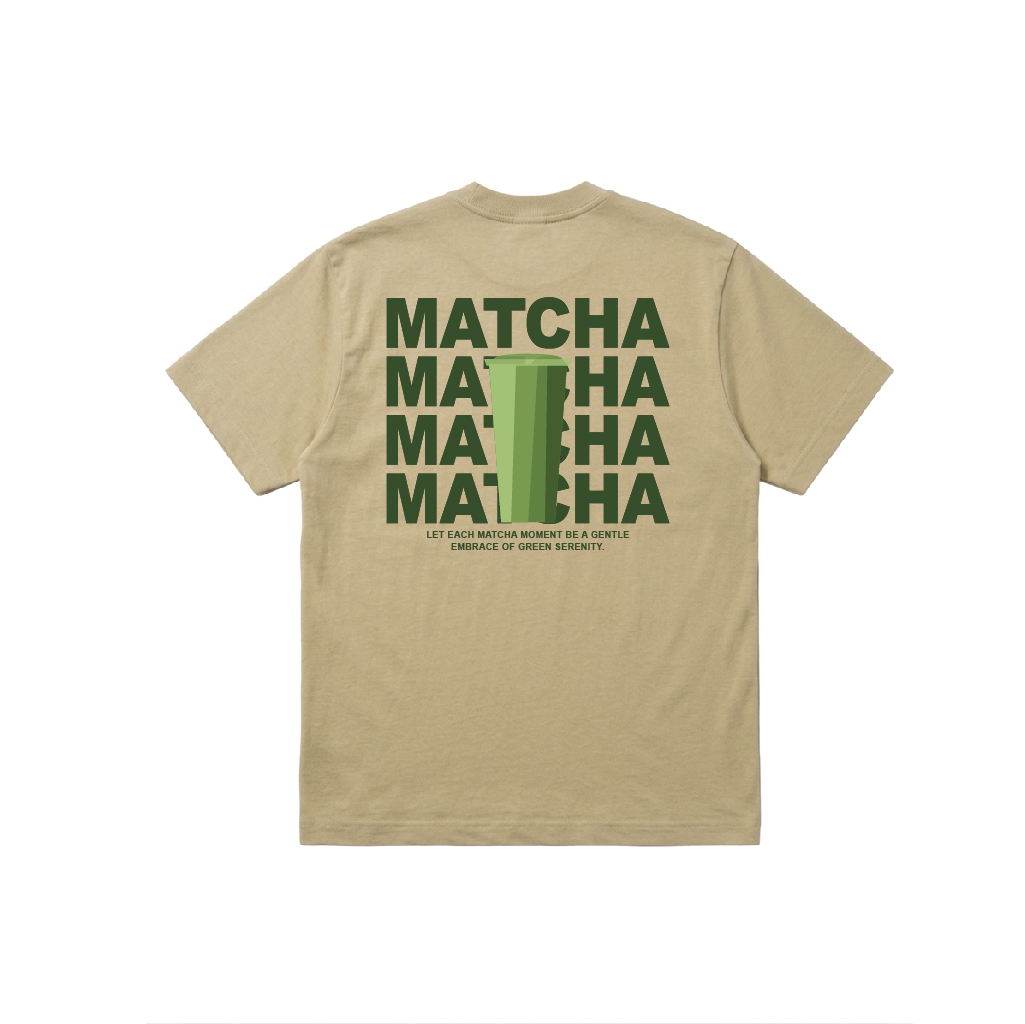 Oversized Drop Shoulder - MATCHA Printed Jersey - BIEGE